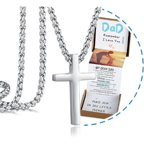 THEMEROL Unique Cross Necklace Gifts with Pull Out Gift Box for Son/Grandson/Dad/Love on Graduation/Father's Day/Birthday-Black/Silver(Various Sizes)