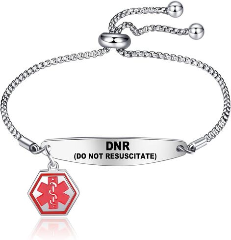YOTHIWAD Medical Alert Bracelets for Women,Medical Id Bracelets with Free Laser Engraving,Stainless Steel Adjustable Wristband Bracelets Dual-Side Engraving in Kuwait