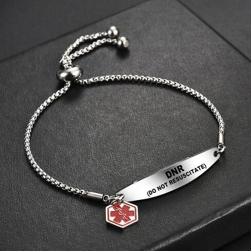 YOTHIWAD Medical Alert Bracelets for Women,Medical Id Bracelets with Free Laser Engraving,Stainless Steel Adjustable Wristband Bracelets Dual-Side Engraving in Kuwait