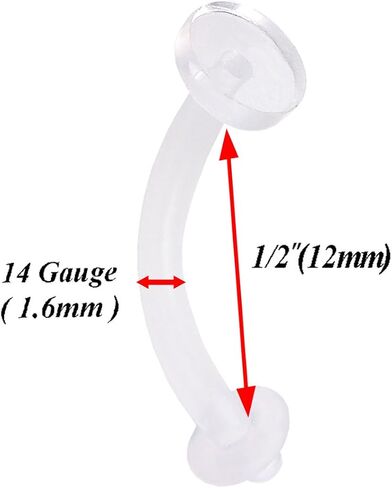 bodyjewellery 3pcs 14g Belly Button Rings Navel Piercing Retainer Clear Flexible Acrylic Bioflex Rubber O Rings Jewelry Pick Size in Saudi Arabia