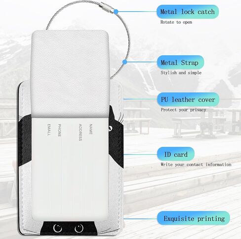 2 Pack Luggage Tags for Suitcase,Black cat Cute Luggage Tag,Leather Suitcase Tags Name ID Labels with Privacy Cover for Women Men Travel in Kuwait