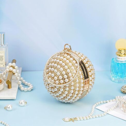 حقيبة يد نسائية مستديرة بمقبض من حجر الراين بالكامل مزين بشرابات من حجر الراين ومقبض حلقة محفظة للمساء in Kuwait