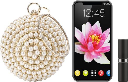 حقيبة يد نسائية مستديرة بمقبض من حجر الراين بالكامل مزين بشرابات من حجر الراين ومقبض حلقة محفظة للمساء in Kuwait