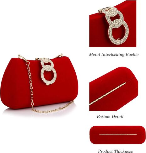Buric Clutch Purses for Women Fashion Evening Bag Gold Clutch Small Crossbody Bag with Detachable Chain for Party/Wedding in Kuwait