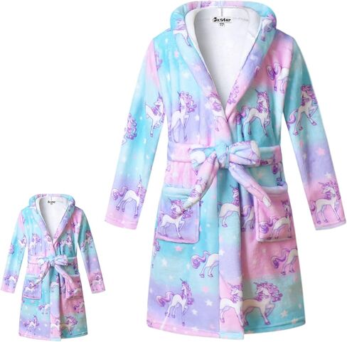Jxstar Matching Girls&Doll Bathrobes Kids Robes Plush Fleece Pajamas Sleepwear in Kuwait