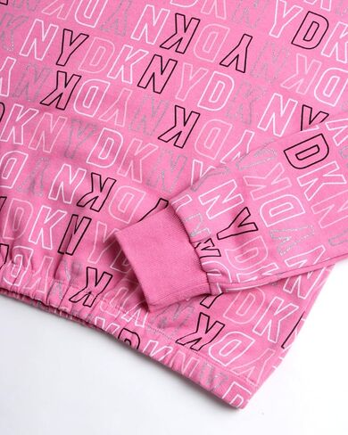 طقم بدلة رياضية للفتيات من DKNY - قطعتان من سويت شيرت صوف بقلنسوة وبنطلون رياضي (12M-16) in Kuwait