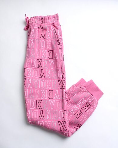 طقم بدلة رياضية للفتيات من DKNY - قطعتان من سويت شيرت صوف بقلنسوة وبنطلون رياضي (12M-16) in Kuwait