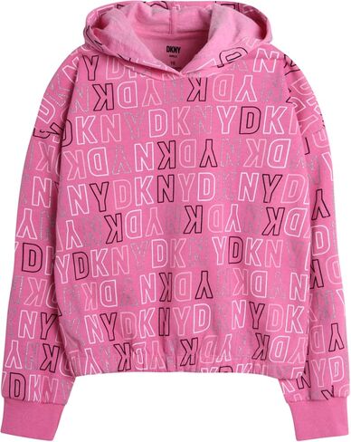 طقم بدلة رياضية للفتيات من DKNY - قطعتان من سويت شيرت صوف بقلنسوة وبنطلون رياضي (12M-16) in Kuwait
