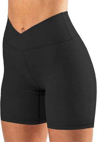 Women's High Waisted Biker Shorts Cross Waist Workout Yoga Shorts Running Leggings with/no Pocket in Saudi Arabia