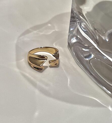 BLESSAIA Geometric open Rings - 18k Gold plated Adjustable Ring Vintage Irregular Gold Silver Geometric ring for Women and girls (GOLD-1) in Kuwait