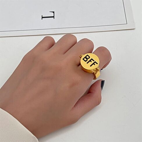 AITUNAN Sponge BFF Rings for 2 Best Friends Forever Friendship Cute Cartoon Sponge and Starfish Matching Adjustable Finger Rings for Boys Girls Christmas Holiday Gift Jewelry (1) in Saudi Arabia