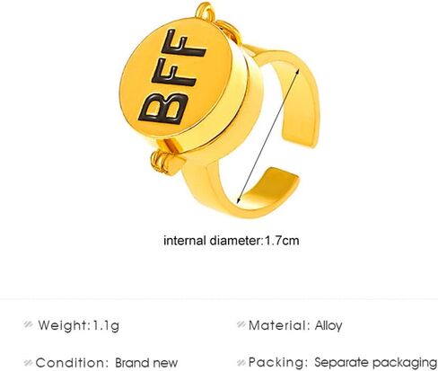 AITUNAN Sponge BFF Rings for 2 Best Friends Forever Friendship Cute Cartoon Sponge and Starfish Matching Adjustable Finger Rings for Boys Girls Christmas Holiday Gift Jewelry (1) in Saudi Arabia