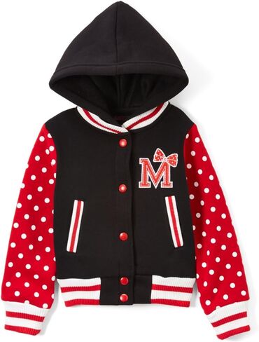 unik Girl Varsity Jacket with Polka Dot Sleeves Red Pink Plum in Kuwait