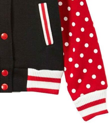 unik Girl Varsity Jacket with Polka Dot Sleeves Red Pink Plum in Kuwait