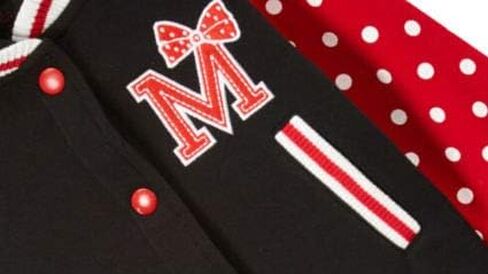 unik Girl Varsity Jacket with Polka Dot Sleeves Red Pink Plum in Kuwait