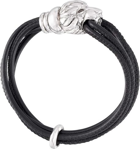 Ross-Simons Italian Sterling Silver Lion Bracelet With Black Leather. 7 inches in Saudi Arabia