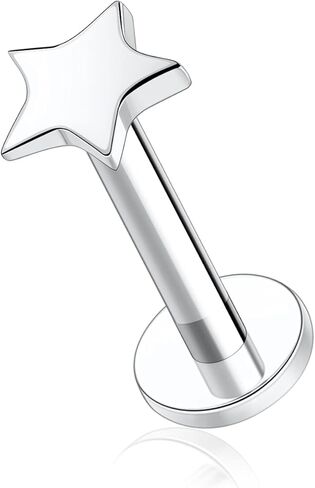 FUNLMO 16G الزنمة محارة اللولب ميدوسا ثقب المجوهرات خواتم الشفاه Labret مجوهرات الغضروف القرط داخليا مترابطة Labret مسمار التيتانيوم أقراط مسطحة الظهر in Kuwait