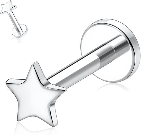 FUNLMO 16G الزنمة محارة اللولب ميدوسا ثقب المجوهرات خواتم الشفاه Labret مجوهرات الغضروف القرط داخليا مترابطة Labret مسمار التيتانيوم أقراط مسطحة الظهر in Kuwait