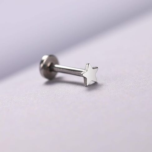 FUNLMO 16G الزنمة محارة اللولب ميدوسا ثقب المجوهرات خواتم الشفاه Labret مجوهرات الغضروف القرط داخليا مترابطة Labret مسمار التيتانيوم أقراط مسطحة الظهر in Kuwait