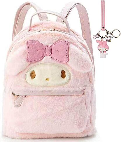 حقيبة ظهر SHOCKTU My Melody، حقيبة Cinnamoroll حقيبة مدرسية كرتونية لطيفة حقيبة كتف قطيفة (وردية) in Saudi Arabia