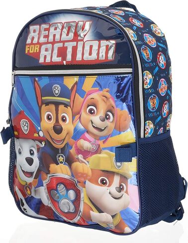 Paw Patrol 5 Piece Ready for Action Backpack Set for Boys & Girls, Chase, Marshall, Rubble, & Skye Kids School Bag with Front Zip Pocket, Blue in Kuwait