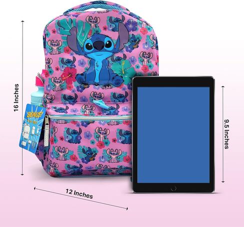 حقيبة ظهر Fast Forward Lilo and Stitch للفتيات - مجموعة مكونة من 6 قطع، مدرسة مثالية، حقيبة كتب مع صندوق غداء، العودة إلى المدرسة والعمر الابتدائي in Kuwait