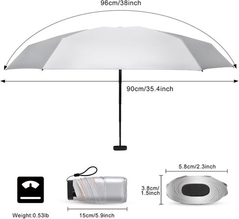LEAGERA Mini Umbrella For Purse - UPF 50+ UV Blocker Sun Protection Umbrella, Small Micro Travel Parasol Design for Women, Yellow in Kuwait
