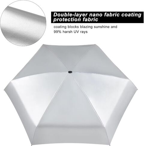 LEAGERA Mini Umbrella For Purse - UPF 50+ UV Blocker Sun Protection Umbrella, Small Micro Travel Parasol Design for Women, Yellow in Kuwait
