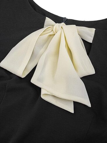 فستان HOMEYEE نسائي بربطة عنق مرقع وأكمام واسعة للعمل B800 in Kuwait