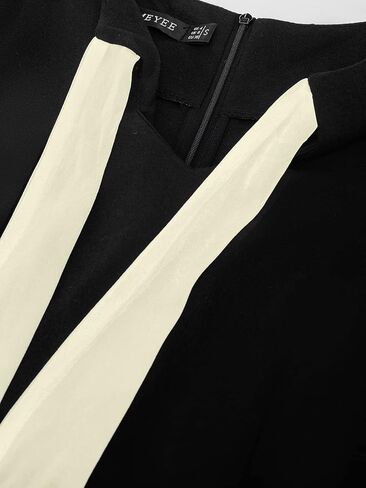 فستان HOMEYEE نسائي بربطة عنق مرقع وأكمام واسعة للعمل B800 in Kuwait