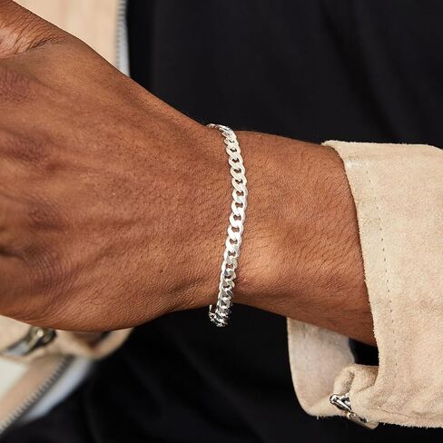 Poaiiu Silver/Gold Layered Chain Bracelets Sets for Men Women Sterling Silver Rope Figaro Cuban Link Chain Bracelets Set Men Jewelry Gifts for Dad Boyfriend Husband in Kuwait