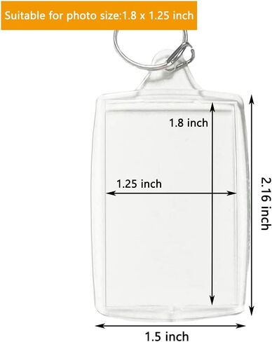 30 قطعة من حلقات المفاتيح من الاكريليك، سلاسل مفاتيح سهلة التركيب للصورة الشخصية، حلقة مفاتيح شفافة فارغة للصور للرجال والنساء، (2.16 × 1.5 انش)، شفافة، 2.16 × 1.5 انش, شفاف in Kuwait