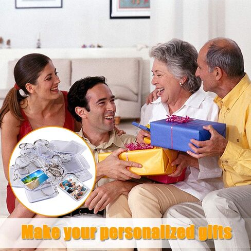 30 قطعة من حلقات المفاتيح من الاكريليك، سلاسل مفاتيح سهلة التركيب للصورة الشخصية، حلقة مفاتيح شفافة فارغة للصور للرجال والنساء، (2.16 × 1.5 انش)، شفافة، 2.16 × 1.5 انش, شفاف in Kuwait