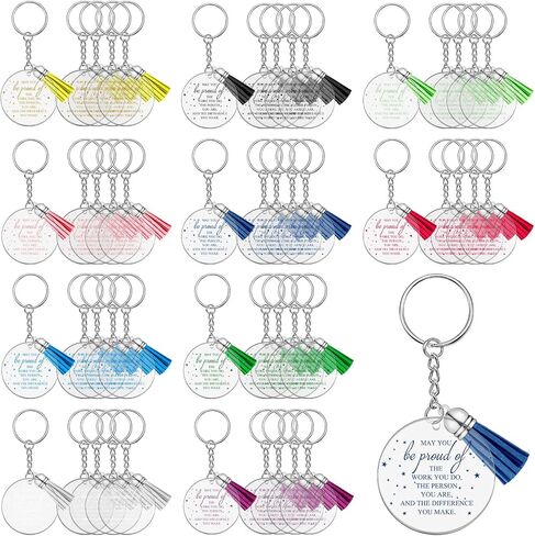 50 Pcs Inspirational Acrylic Keychain with Tassels Key Rings May You Be Proud of the Work You Do Sign Thank You Gift Keychain Multicolor Appreciation Keychain Gift for Women Employee Teacher Coworker in Saudi Arabia