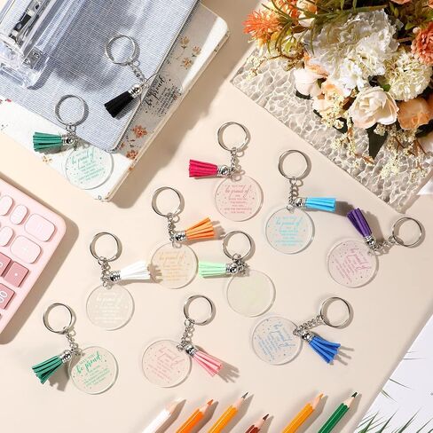 50 Pcs Inspirational Acrylic Keychain with Tassels Key Rings May You Be Proud of the Work You Do Sign Thank You Gift Keychain Multicolor Appreciation Keychain Gift for Women Employee Teacher Coworker in Saudi Arabia