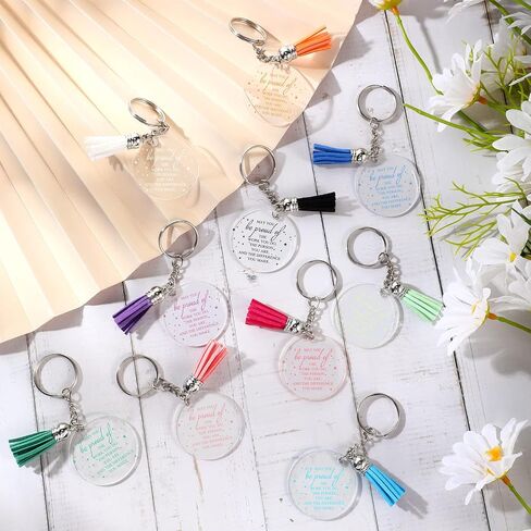 50 Pcs Inspirational Acrylic Keychain with Tassels Key Rings May You Be Proud of the Work You Do Sign Thank You Gift Keychain Multicolor Appreciation Keychain Gift for Women Employee Teacher Coworker in Saudi Arabia