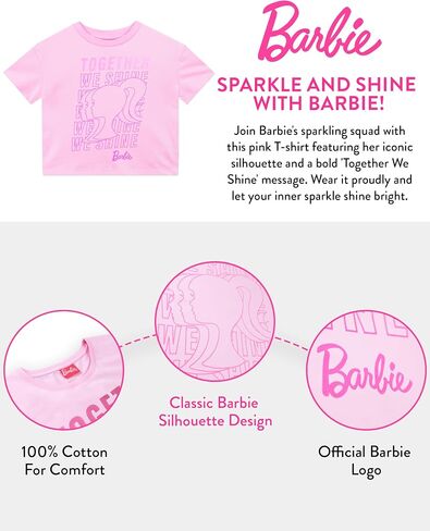 Barbie Tshirt Girls | Cotton Girls Summer Tops Girls Short Sleeve Shirt | Official Merchandise in Saudi Arabia