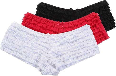 SHARICCA Womens Sexy Mesh Ruffle Panties Booty Boy Shorts Underwear in Kuwait