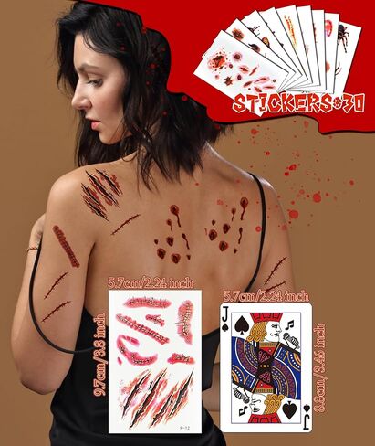 قناع ذئب الهالوين وقفازات مخالب من EPN مع ملصقات وشم مؤقت للندبات باللون البني الداكن in Kuwait