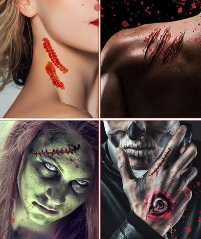 قناع ذئب الهالوين وقفازات مخالب من EPN مع ملصقات وشم مؤقت للندبات باللون البني الداكن in Kuwait