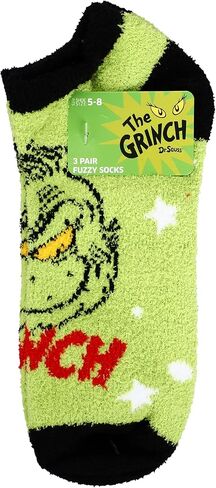 مجموعة جوارب الكاحل للسيدات من Bioworld The Grinch Face & Ornament مكونة من 3 قطع in Kuwait