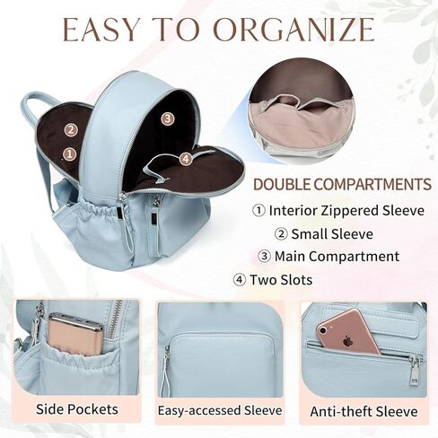 VASCHY Mini Backpack Purse, Faux Leather Small Backpack for Women (Sky Blue) in Saudi Arabia