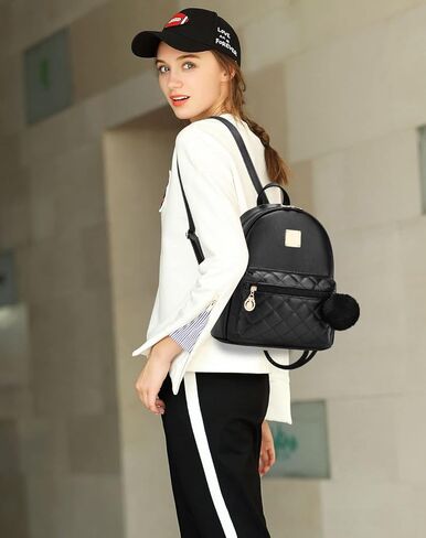 حقيبة ظهر جلدية صغيرة مبطنة من BESYIGA للفتيات المراهقات، حقيبة ظهر صغيرة لطيفة صغيرة الحجم باللون الأبيض in Kuwait