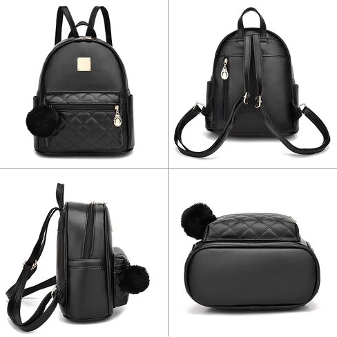 حقيبة ظهر جلدية صغيرة مبطنة من BESYIGA للفتيات المراهقات، حقيبة ظهر صغيرة لطيفة صغيرة الحجم باللون الأبيض in Kuwait