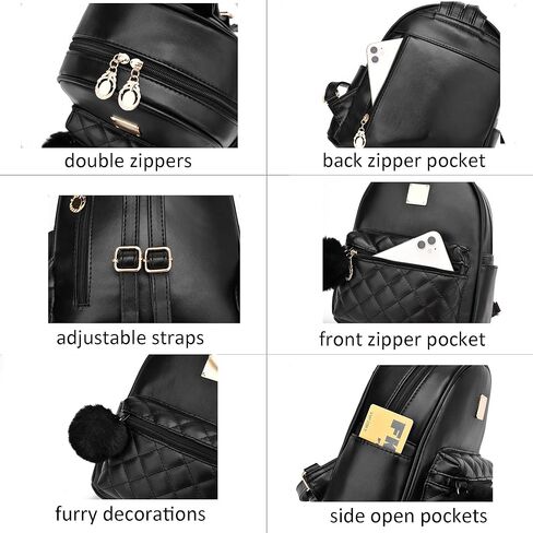 حقيبة ظهر جلدية صغيرة مبطنة من BESYIGA للفتيات المراهقات، حقيبة ظهر صغيرة لطيفة صغيرة الحجم باللون الأبيض in Kuwait