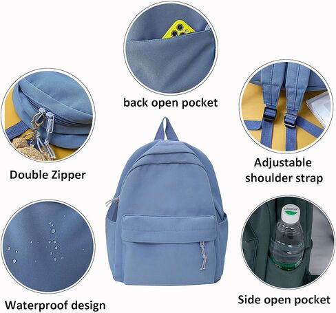 حقيبة ظهر صغيرة من النايلون من BESYIGA باللون الأسود، حقيبة سفر صغيرة للنساء سعة 10 لتر مع جيوب بسحاب وحقيبة كتف خفيفة الوزن in Kuwait