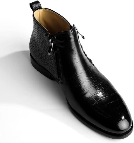 Mens Chelsea Boots Leather Dress Boots for Men Slip-on Zipper boots in Saudi Arabia