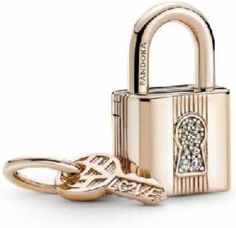 PANDORA Padlock And Key Dangle Charm 14K Rose Gold-Plated in Saudi Arabia