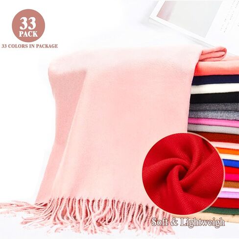Liitrsh 33 Pack Pashmina Shawls and Wraps Bulk Pashmina Shawl Wrap for Wedding Bulk Winter Cashmere Scarf for Bridesmaid Bridal Gift Evening Dresses (33 Colors) in Kuwait