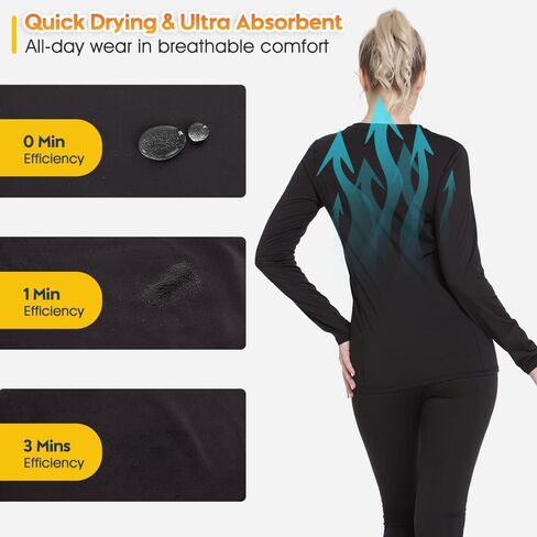 ملابس داخلية حرارية من MANCYFIT للنساء للطقس البارد، طبقة أساسية طويلة من الشتاء للتزلج والجري in Kuwait